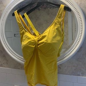 Lands' End Sunny Yellow POLKA DOT Tankini 24w